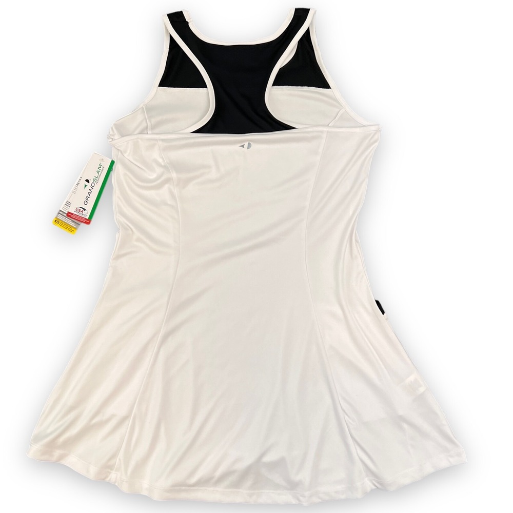 Grand Slam Womens Pickleball Tennis White‎ Black Sleeveless Dress Large SPF 50 - Picture 3 of 6